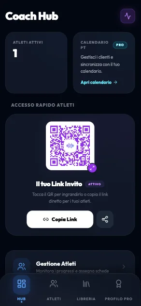 Schermata coach hub dell'app NoSpot