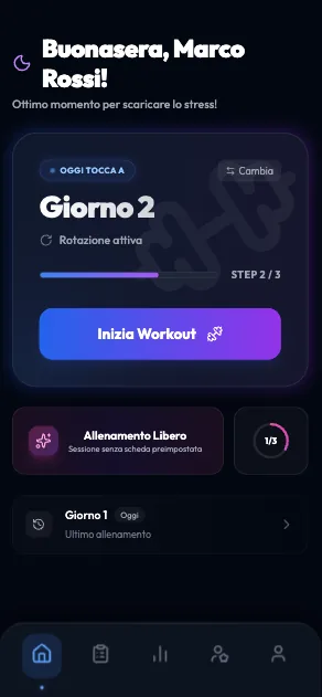 NoSpot app screenshot showing workout plan interface on iPhone